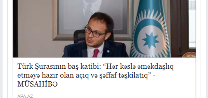 Türk Konseyi Genel Sekreteri Büyükelçi Ramil Hasanov tarafından Azerbaycan’ın APA Haber Ajansına verilen röportaj yayınlanmıştır.