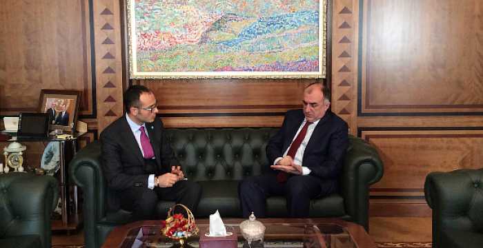 Turkic Council Secretary General Ambassador Ramil Hasanov, who is paying an official visit to the Republic of Azerbaijan, visited Minister of Foreign Affairs of the Republic of Azerbaijan Elmar Mammadyarov on 2 August 2017 in his office.