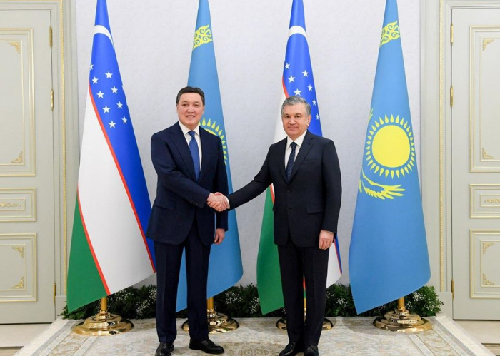 President of Uzbekistan H.E.Shavkat Mirziyoyev receives Kazakhstan’s Prime Minister H.E. Askar Mamin.