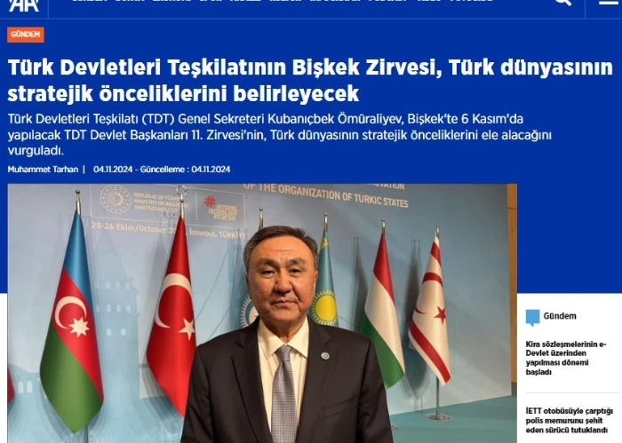 Bişkek Zirvesi öncesinde TDT Genel Sekreteri Anadolu Ajansı